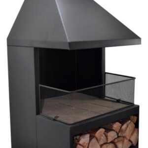Lareira A Lenha Vesta Com Porta Lenha Cor Preto