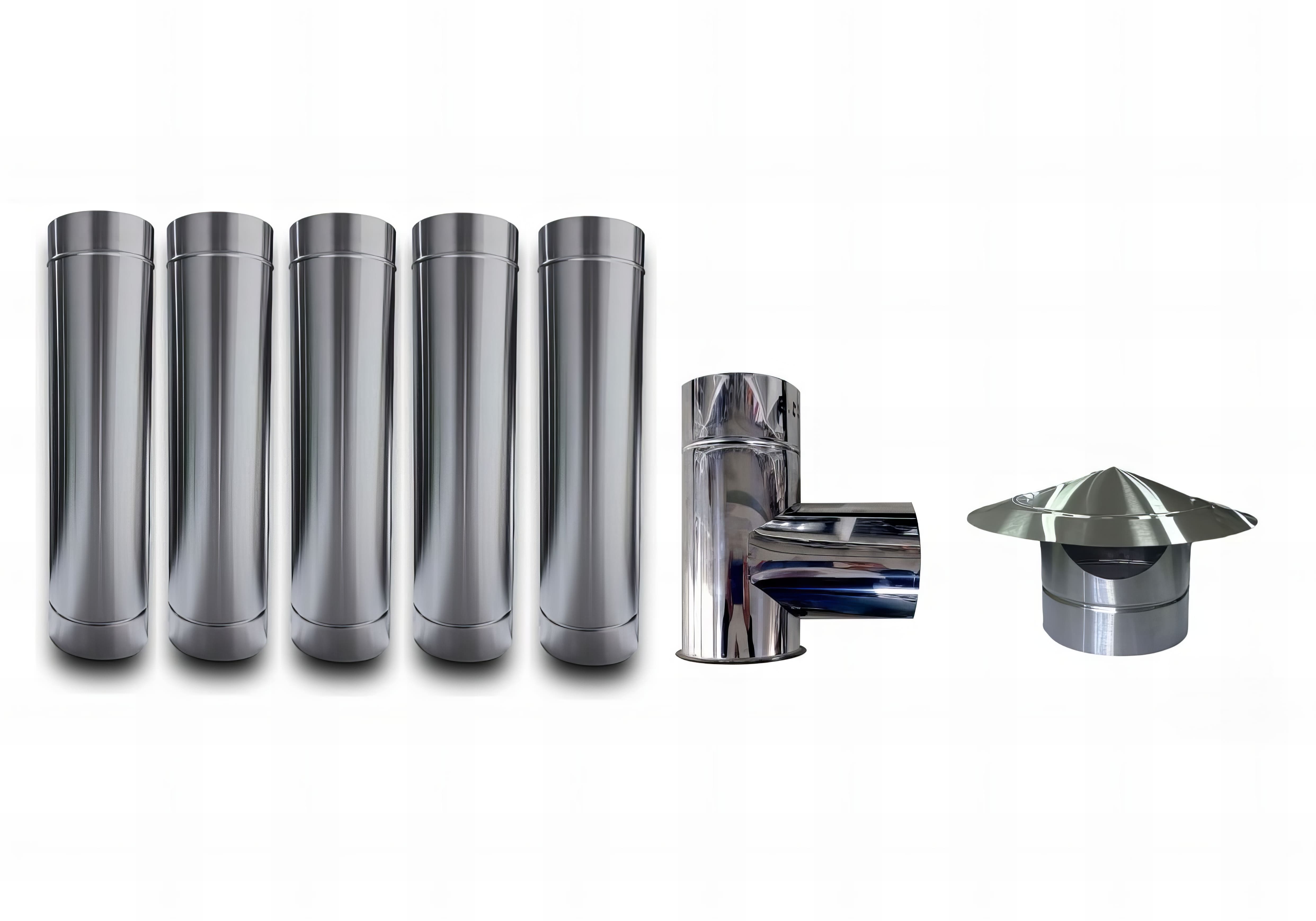 kit fogão a lenha 110mm / 115mm INOX 304 CONTÉM 7 PEÇAS