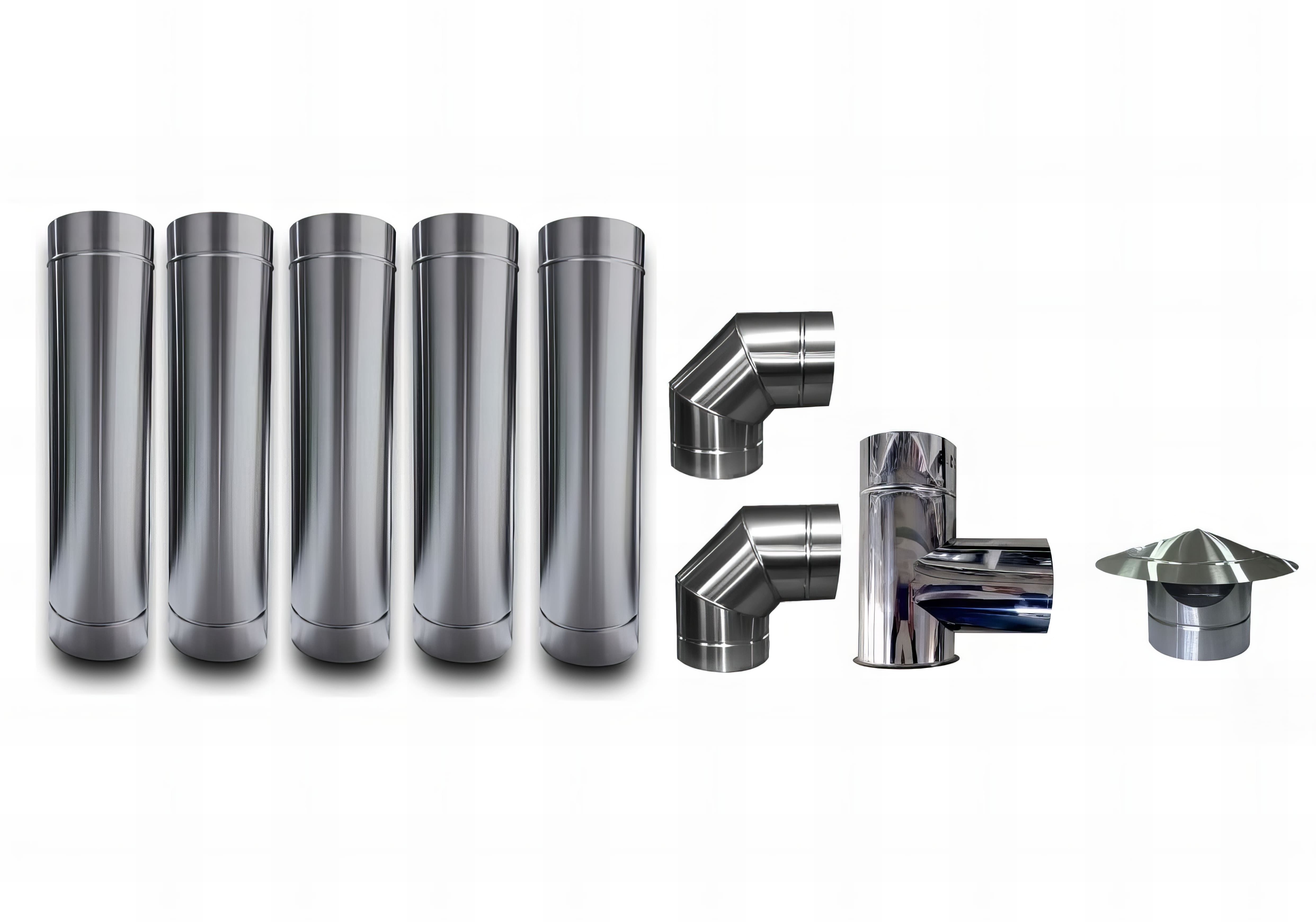 kit fogão a lenha 110mm / 115mm INOX 304 / 9 PEÇAS:
